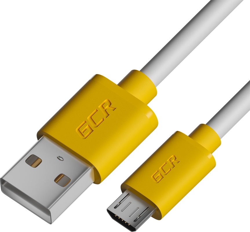 Кабель интерфейсный Greenconnect GCR-53221 1.0m MicroUSB, белый, желтые коннекторы, быстрая зарядка, 28/24 AWG