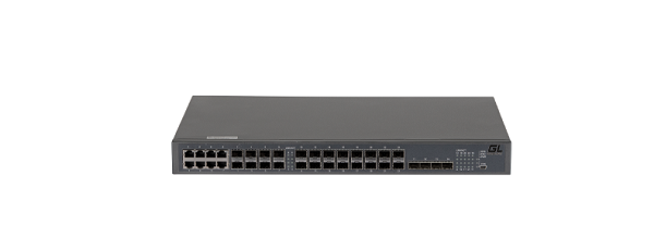 Коммутатор управляемый GIGALINK GL-SW-G201-28SC L2+, 24 порта 100/1000BaseX SFP(8 Combo), 4 порта 1/10GE SFP+ NikoMax