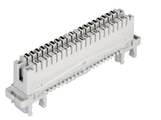 Плинт NikoMax NMC-PL10-CU-10 соединительный 10 пар, маркировка 0, 1, ... 9, крепление под круглые направляющие и кронштейн, 10шт