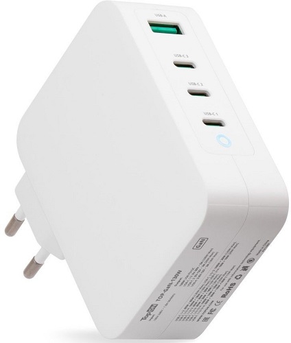 Зарядное устройство сетевое TopOn TOP-GaN-130W GaN 130W 3 Type-C PD, PPS, USB QC белый