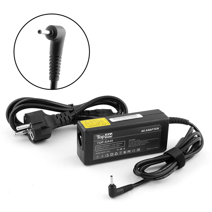 Адаптер питания TopOn TOP-SA40 для планшета Samsung ATIV Smart PC 500T, Pro 700T, Chromebook 3 Series. 12V 3.33A (2.5x0.7mm) 40W. PN: BA44-00286A, AD-
