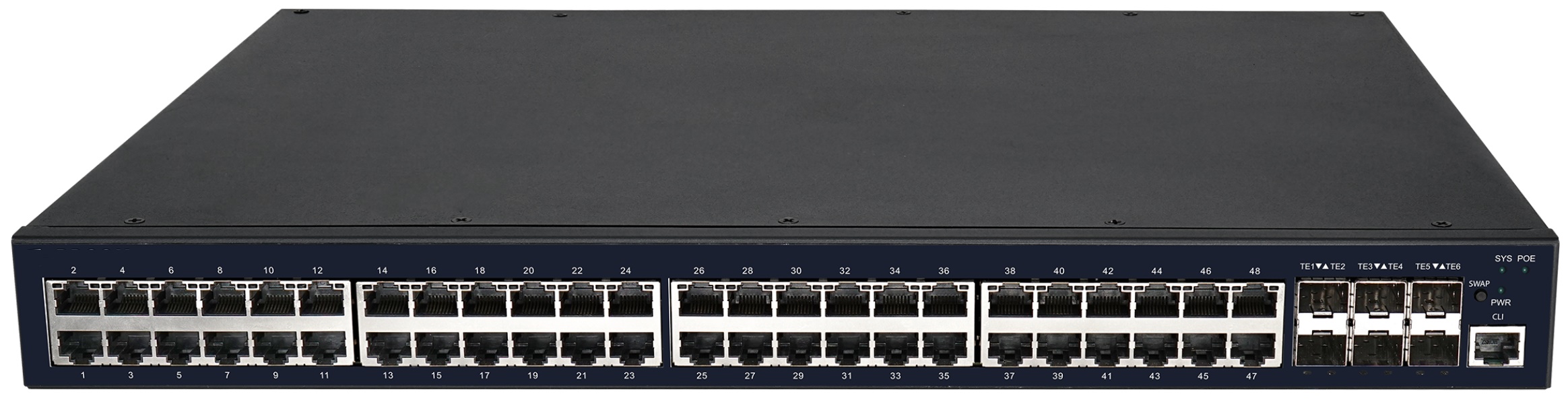 Коммутатор PoE GIGALINK GL-SW-G304-54P 48x10/1001000Mb/s PoE, 6x1/10G SFP+, 1 Console MiniUSB. 2 слота блоков питания, 1U 19" бюджет PoE 740W (2 БП), NikoMax