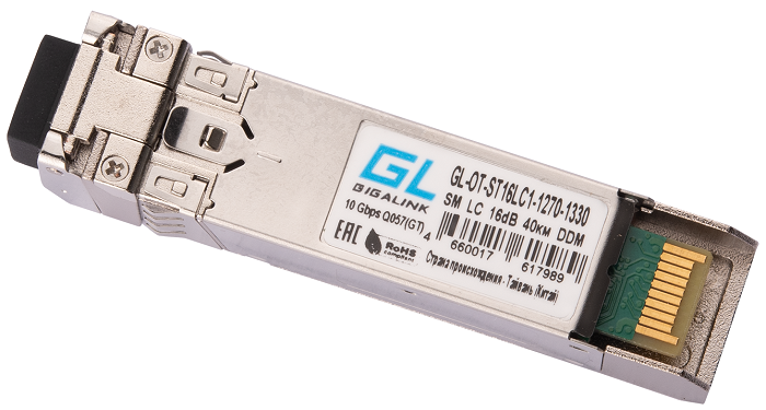 Модуль GIGALINK GL-OT-ST16LC1-1330-1270 SFP+, WDM, 10Гбит/с, одно волокно, SM, LC, Tx:1330/Rx:1270 нм, 16 дБ (до 40 км) DDM NikoMax