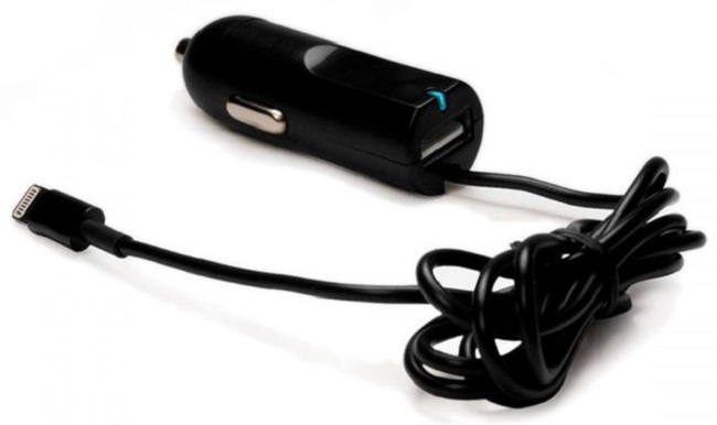 Зарядное устройство автомобильное OEM IQ-CC01/B Lightning c USB-портом 2.1A. Замена: HJ3J2ZM/A. Черная.