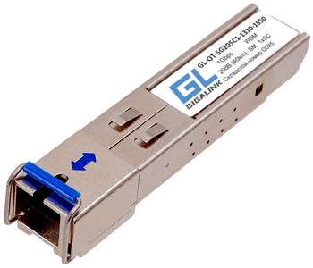 Модуль SFP GIGALINK GL-OT-SG20SC1-1310-1550 WDM, 1Гбит/c, одно волокно SM, SC, Tx:1310/Rx:1550 нм, 20 дБ (до 40 км) (GL-31T) NikoMax
