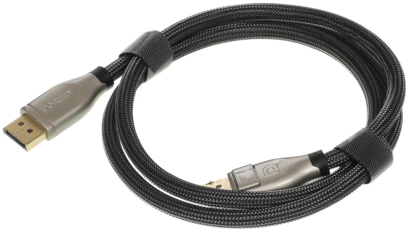 Кабель интерфейсный UGREEN DP112 60842 1.4 DP M/M Round Cable Zinc Alloy Shell в оплетке. Длина 1 м. Цвет: черный