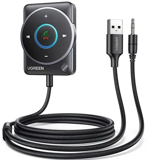 Адаптер UGREEN CM723 35002_ автомобильный Bluetooth приемник 5.3, цвет: черный