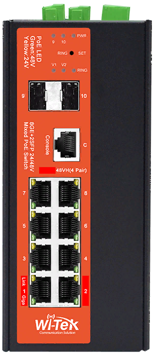 Коммутатор промышленный управляемый Wi-Tek WI-PMS310GF-Alien-I v2 L2 8PoE 1000Base-T + 2 SFP 1000Base-X