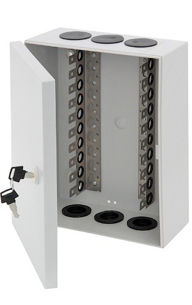 Бокс настенный NikoMax NMC-WBPL10-PK распределительный для 10-ти плинтов (до 100-та пар), пластиковый, с ключом, 273х214х108мм