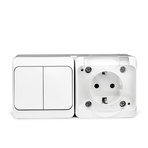 Блок TOKOV ELECTRIC TKE-NX-V2RZ-C01T-IP54 ОП Nix (розетка 16А 250В с заземл. 2-кл. выкл. 10А) IP54 бел