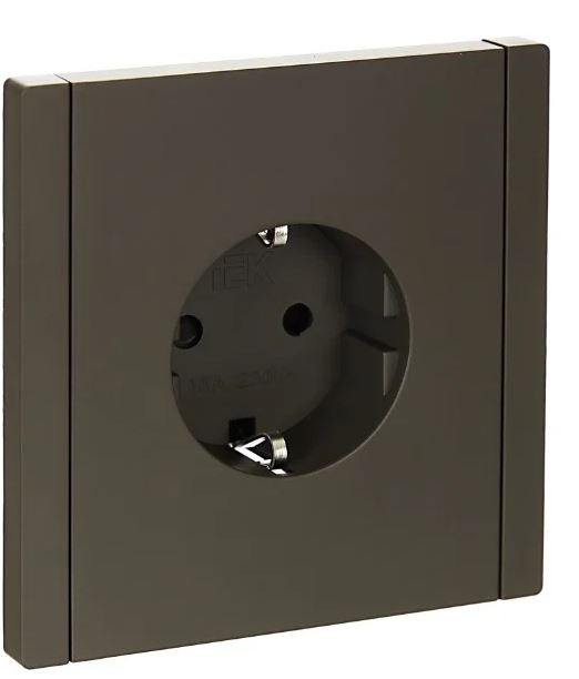 Розетка с заземлением IEK FP-R14-16-K03 FORTE&PIANO с защитными шторками 16А FP315 серый