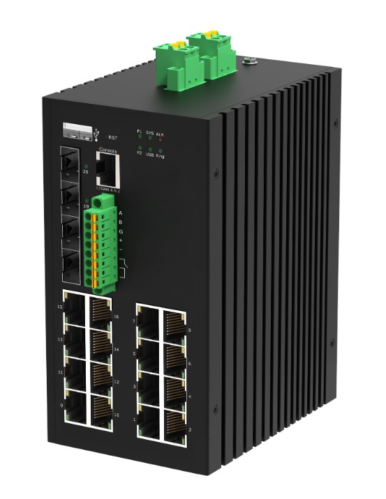 Коммутатор управляемый GIGALINK GL-SW-G307-16P4ST-I промышленный L3, 16*10/100/1000Мбит/с PoE (af/at), 4*1/2.5/10Гбит/с SFP+, Крепление на DIN-рейку, NikoMax