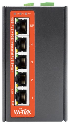 Коммутатор неуправляемый Wi-Tek WI-PS305G-I-DC промышленный PoE 5GE, питание от солнечной панели DC 9-52В