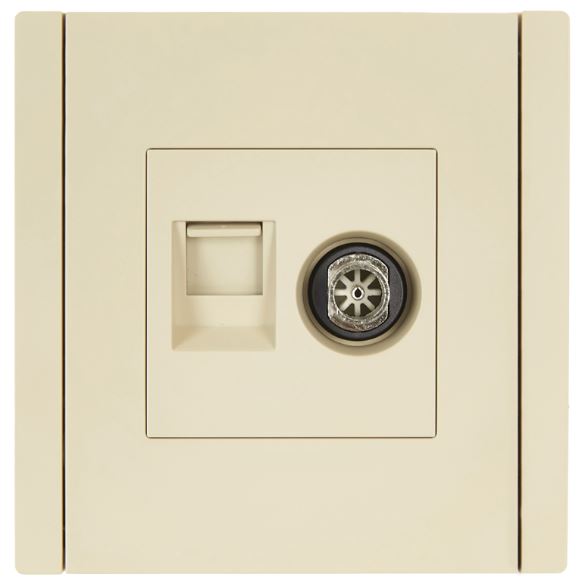 Розетка комбинированная IEK FP-AK20-1-K10 FORTE&PIANO TV+RJ45 кат.5E FP436 ваниль
