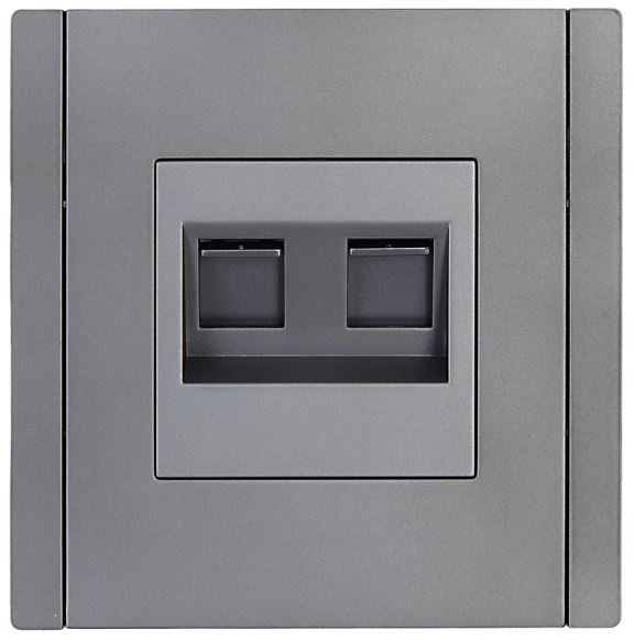 Розетка компьютерная двойная IEK FP-K20-2-K46 FORTE&PIANO RJ45 кат.6 FP534 сталь