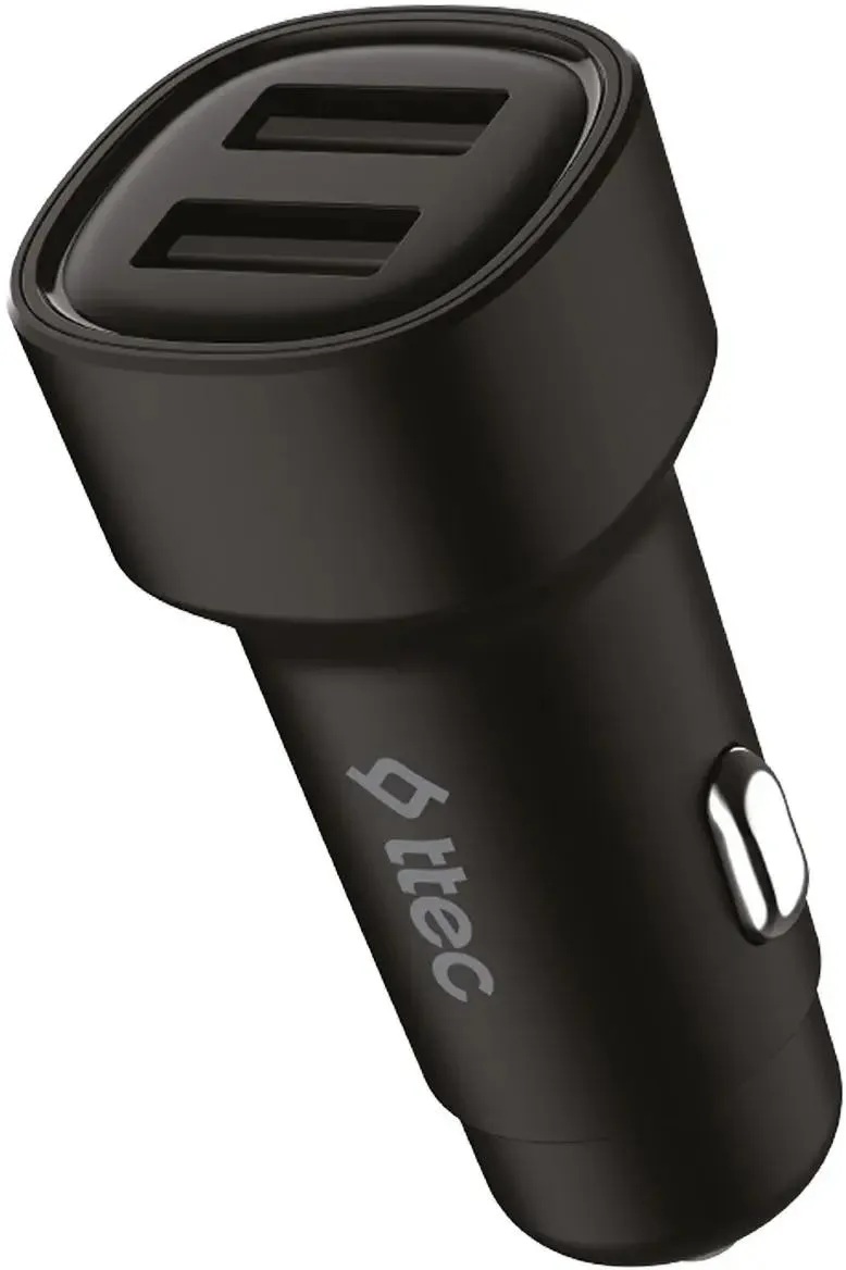 Зарядное устройство автомобильное TTEC 2CKS31DS USB-A c кабелями Lightning и USB-C, цвет: черный