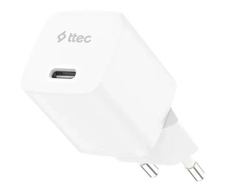 Зарядное устройство сетевое TTEC 2SCG20LB SmartCharger GAN 20W USB-C PD Travel Fast Charger с кабелем USB-C-Lightning. Длина кабеля: 150см. Цвет: белы