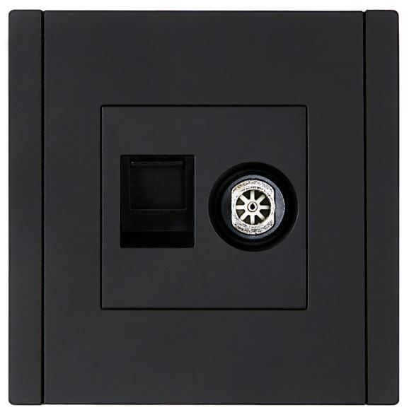 Розетка комбинированная IEK FP-AK20-1-K02 FORTE&PIANO TV+RJ45 кат.5E FP136 черный
