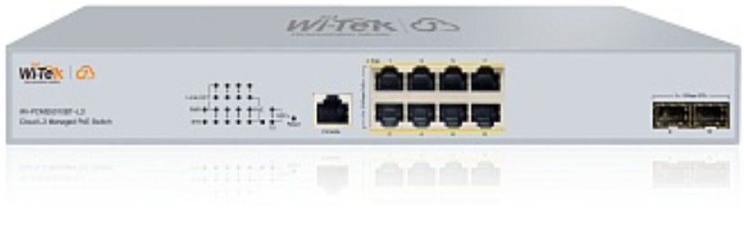 Коммутатор управляемый Wi-Tek WI-PCMS5010BT-L3 PoE бюджет 370Вт, 8*2,5GE PoE, 2SFP+10G, Cloud
