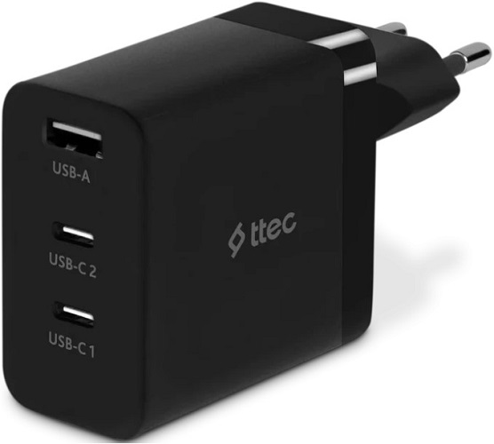 Зарядное устройство сетевое TTEC 2SCG03S SmartCharger 65W PD/GAN USB-C Travel. Цвет: черный
