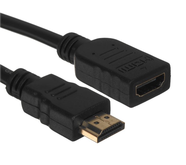 Кабель GoPower 00-00030094 HDMI 2.0 (m)-HDMI (f) 0.5м черный