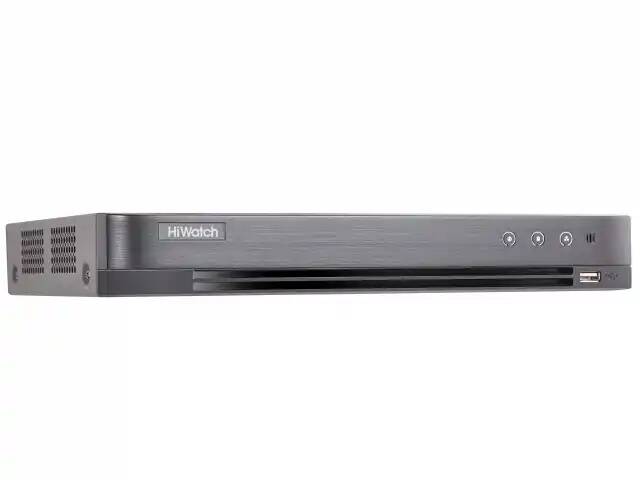 Видеорегистратор HiWatch DS-H304QAF(B) 4-х канальный гибридный HD-TVI c распознаванием лиц, технологией AoC (аудио по коаксиальному кабелю) для анало