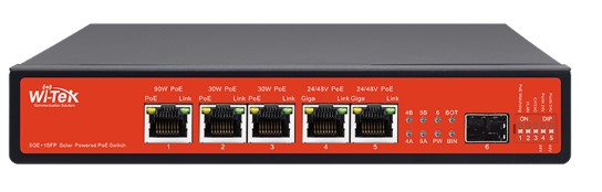 Коммутатор неуправляемый Wi-Tek WI-PS306GF-UPS v4 с функцией UPS, 5 PoE GE+1 SFP, RS485