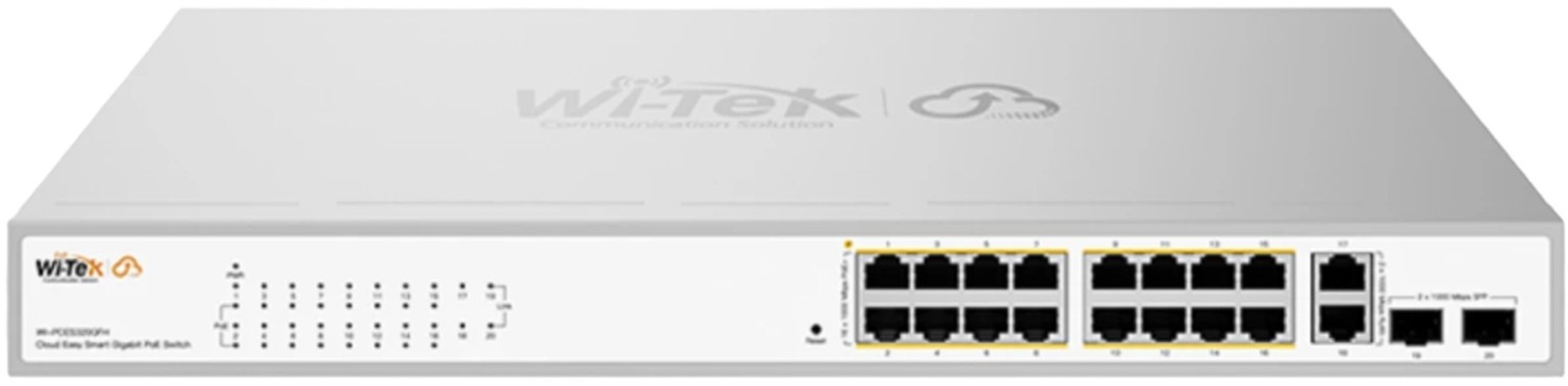 Коммутатор управляемый Wi-Tek WI-PCES320GFH настраиваемый PoE 130Вт, 16 PoE GE+2GE+2 SFP, Easy Smart