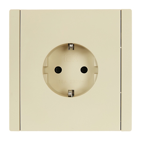 Розетка с заземлением IEK FP-R14-16-1-K10 FORTE&PIANO с защитными шторками 16А FP413 ваниль