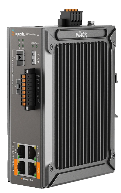 Коммутатор управляемый Wi-Tek SP3006FM-L2 v3 , промышленный управлямый L2 PoE, 4GE+2SFP 2,5Gb