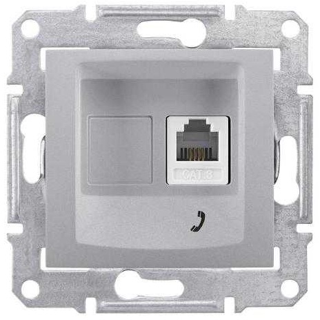 Розетка Schneider Electric SDN4101160 Sedna телефонная 1-ая RJ11, в рамку, IP20 (алюминий)