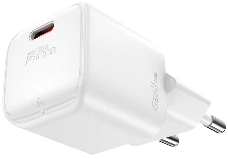 Зарядное устройство сетевое ACEFAST A77 mini AF-A77-WH PD30W GaN USB-C charger с кабелем USB-C-USB-C (EU). Цвет: белый