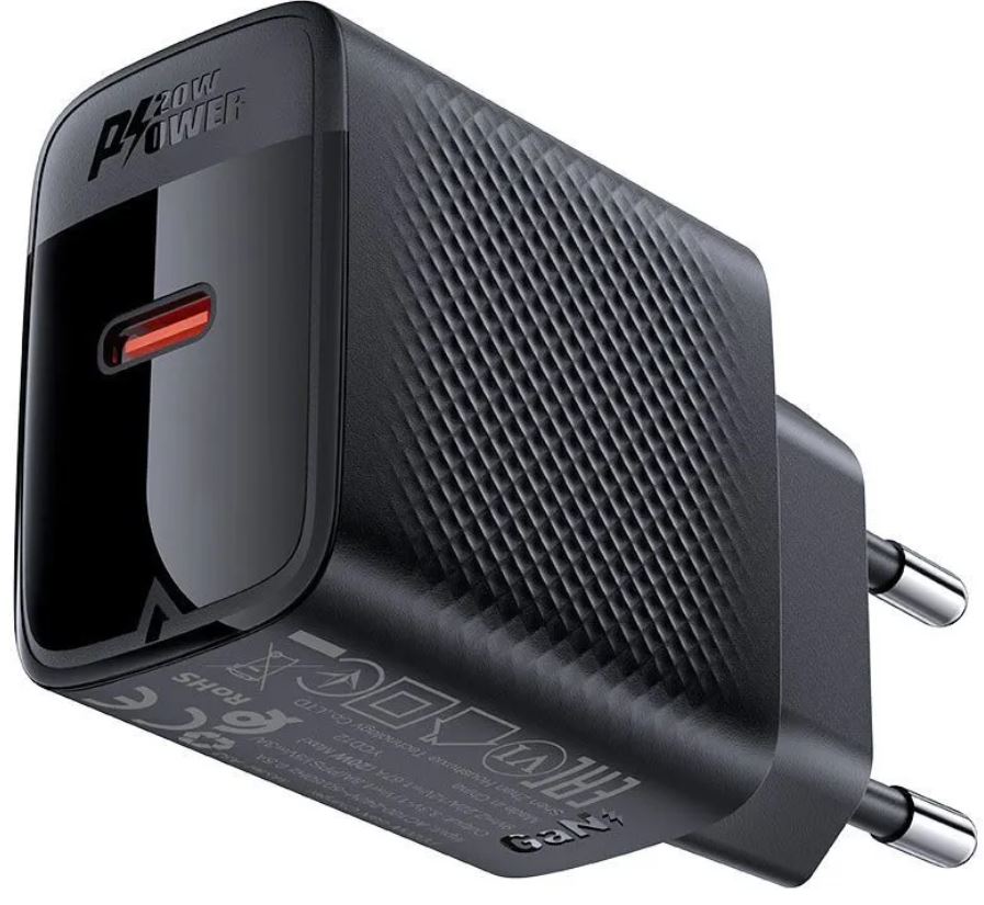 Зарядное устройство сетевое ACEFAST A82 PD20W GaN single USB-C charger (EU). Цвет: черный AF-A82-BK