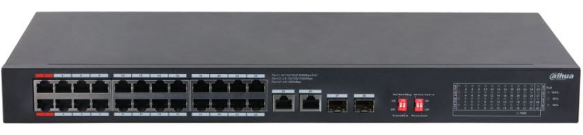 Коммутатор Dahua DH-S3228-24GT-375 24-портовый неуправляемый гигабитный с PoE, уровень L2