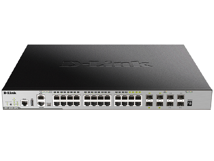 Коммутатор D-link DGS-3630-28PC/A2ASI 20x10/100/1000Base-T PoE (PoE‑бюджет 370 Вт) 4xCombo100/1000Base-T/SFP, 4x10GBase-X SFP+