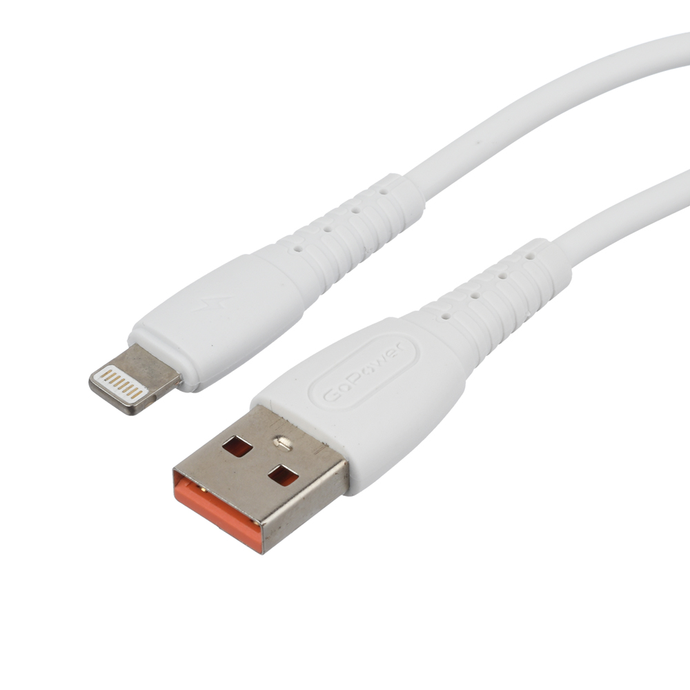 Кабель интерфейсный GoPower GP07L 00-00022799 USB (m)-Lightning (m) 2.4A силикон белый (1/200/800)