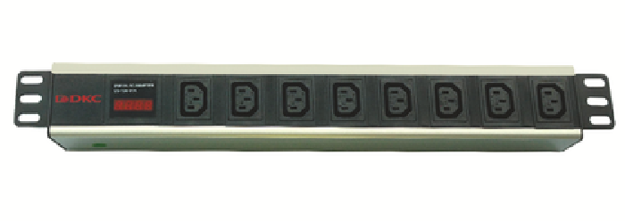 Блок розеток 19, 8 розеток DKC R519IEC8AMC14 10A с индикацией Вых: 8хC13, Вх:C14X2м, "RAM telecom"