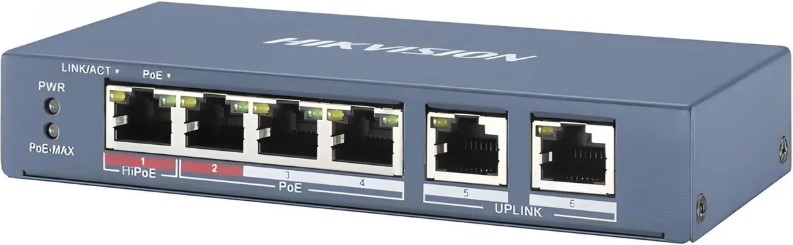 Коммутатор PoE HIKVISION DS-3E0106P-E/M(B) 6*10/100BASE-TX