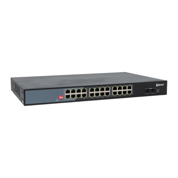 Коммутатор промышленный неуправляемый EKF TSX-U-2GX/SFP-24GTP-R U-2GX/SFP-24GTP-R 2 порта 1000Base-X SFP 24 порта 10/100/1000Base-T(X) RJ45 c PoE монт
