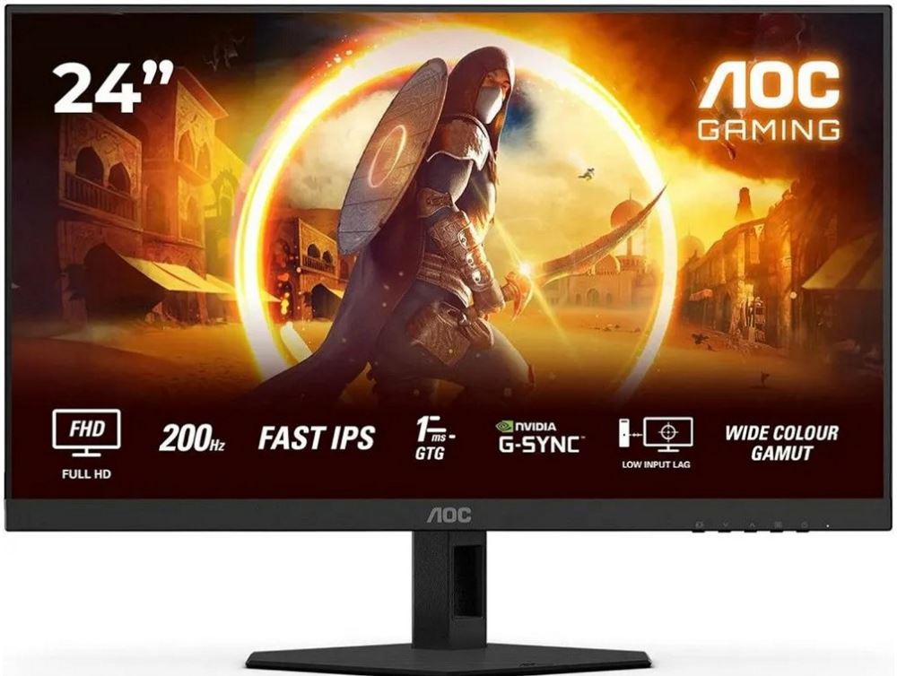 Монитор 23,8" AOC 24G4HRE 1920x1080 WLED 16:9, IPS, 300cd/m, 1000:1, 80M:1, 1мс, 178/178, 2*HDMI, DP, 200HZ, speakers, black