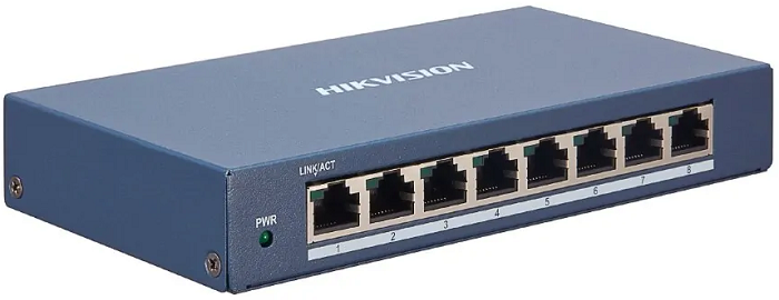 Коммутатор HIKVISION DS-3E1508-EI L2, Смарт-управляемый, 8 1000M RJ45-порт, визуализированная топология управления, контроль статуса сети, уведомление
