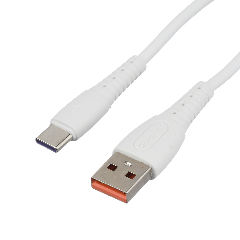 Кабель интерфейсный GoPower GP07T 00-00022801 USB (m)-Type-C (m) 2.4A силикон белый (1/200/800)