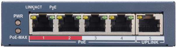 Коммутатор HiWatch SWT-1105P L2, Смарт-управляемый, 4 10/100M RJ45 PoE-порт, 1 10/100M RJ45 порт, 802.3af/at, бюджет PoE 60W
