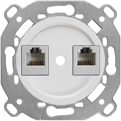 Розетка Bironi B3-303-21 телефон + компьютер, RJ11 + RJ45, двойная (накладка на механизм и крепежный шуруп в комплекте)
