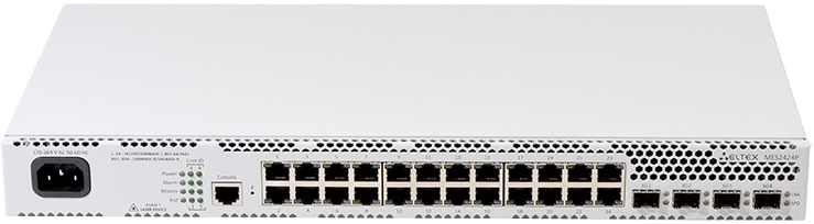 Коммутатор ELTEX MES2424P AC 24 порта 10/100/1000BASE-T (PoE/PoE+), 4 порта 1000BASE-X/10GBASE-R, L2, 220В AC