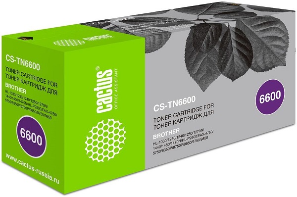 Картридж Cactus CS-TN6600 для принтеров Brother HL-1030/1230/1240/1250/1270N/1440/1450/1470N;HL-P2500; FAX-4750/5750/8350P/8750P/9650/9750/9850/
