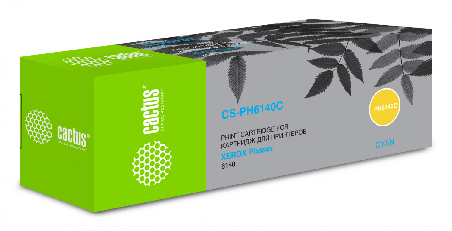 Картридж Cactus CS-PH6140C для принтеров Xerox Phaser 6140,голубой 2000 стр.