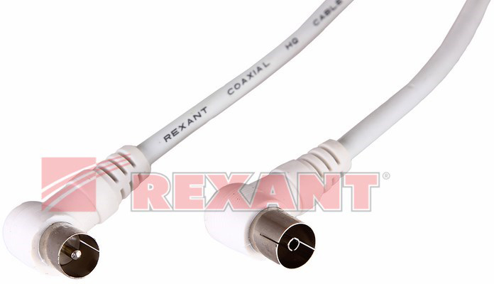 Кабель Rexant 18-0022 TV PLUG - TV JACK, 1.5м, угловой, белый