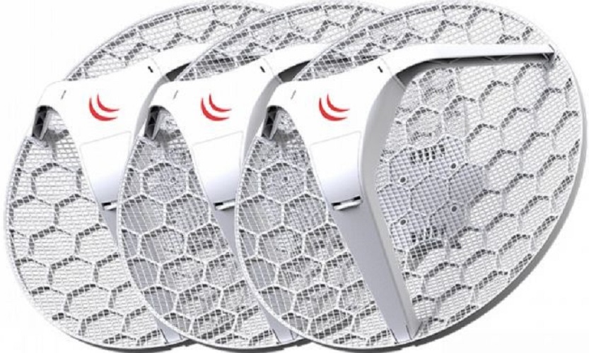 Комплект Mikrotik RBLHG5kit RBLHG-5nD 3шт, Dual Chain 5Ghz 802.11an 24.5dBi Integrated antenna, 600MHz COU, 64MB RAM, 1x LAN, POE, PSU,RouterOS L3, In