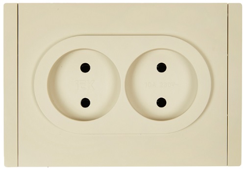 Розетка двухместная без заземления IEK FP-R20-10-1-K10 FORTE&PIANO с защитными шторками б/к 10А FP426 ваниль